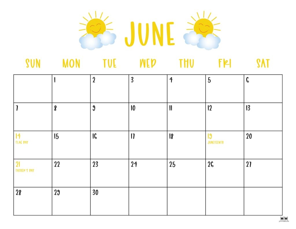 June 2026 Printable Calendar