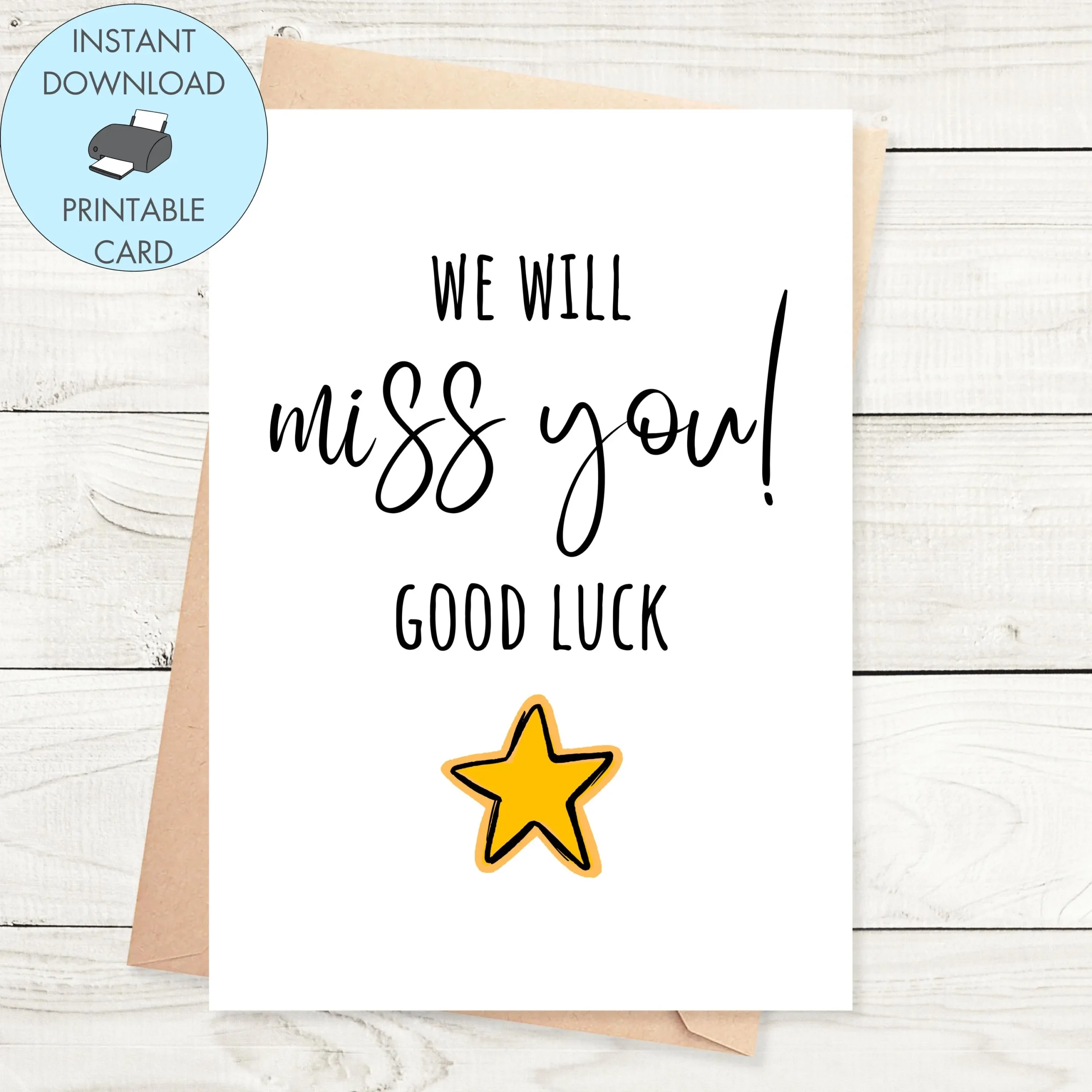 Karte Zum Abschied Ausdrucken We Will Miss You Good Luck Star 