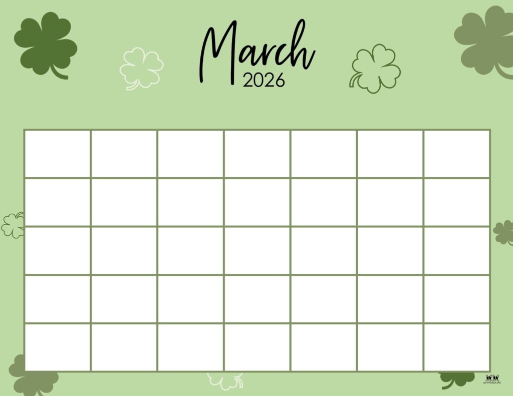 Blank March 2026 Calendar