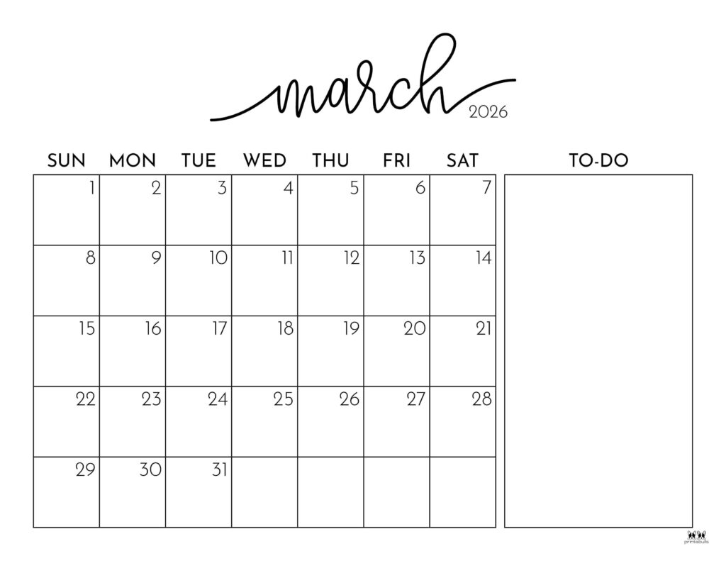 March 2026 Calendars 123 FREE Printables Printabulls