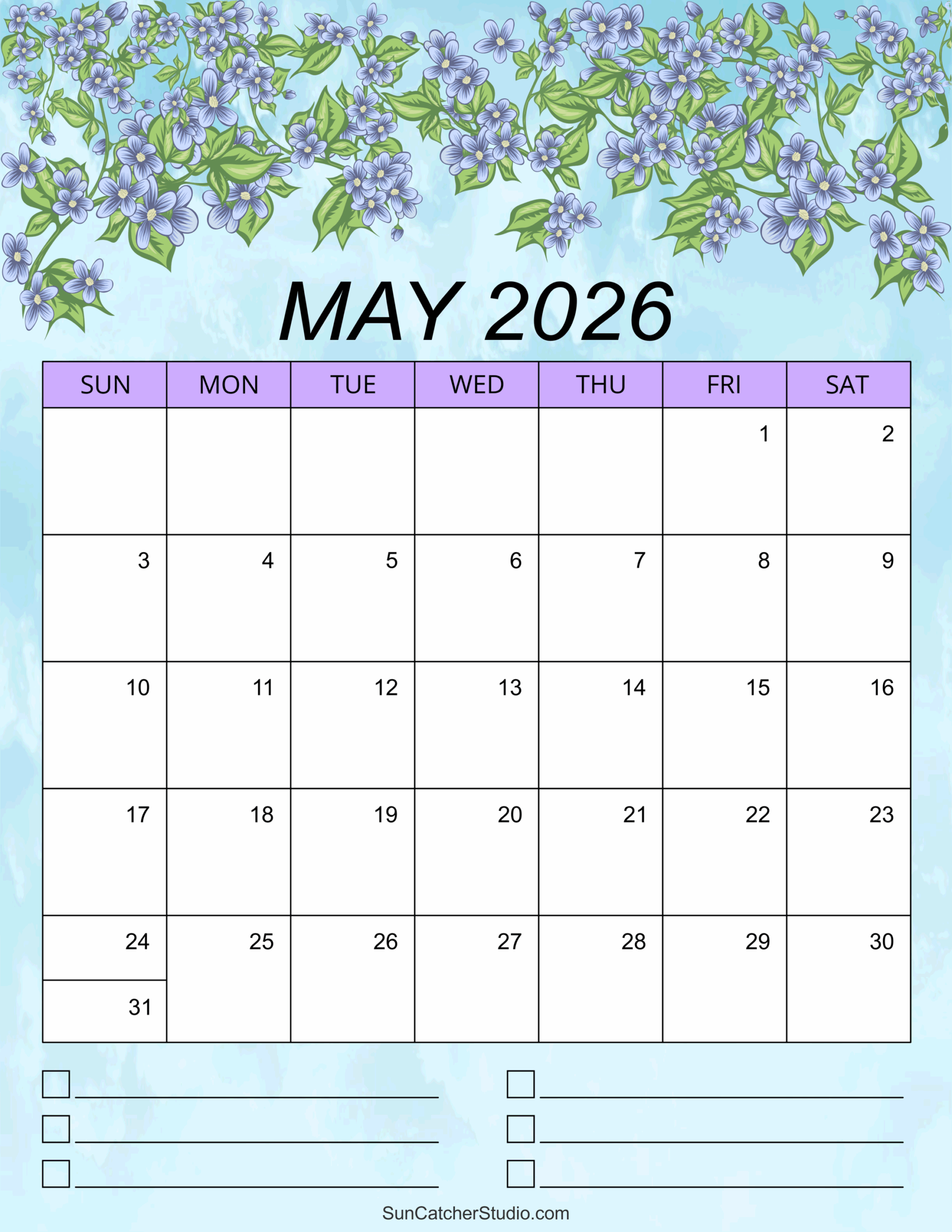 Free May Printable Calendar 2026