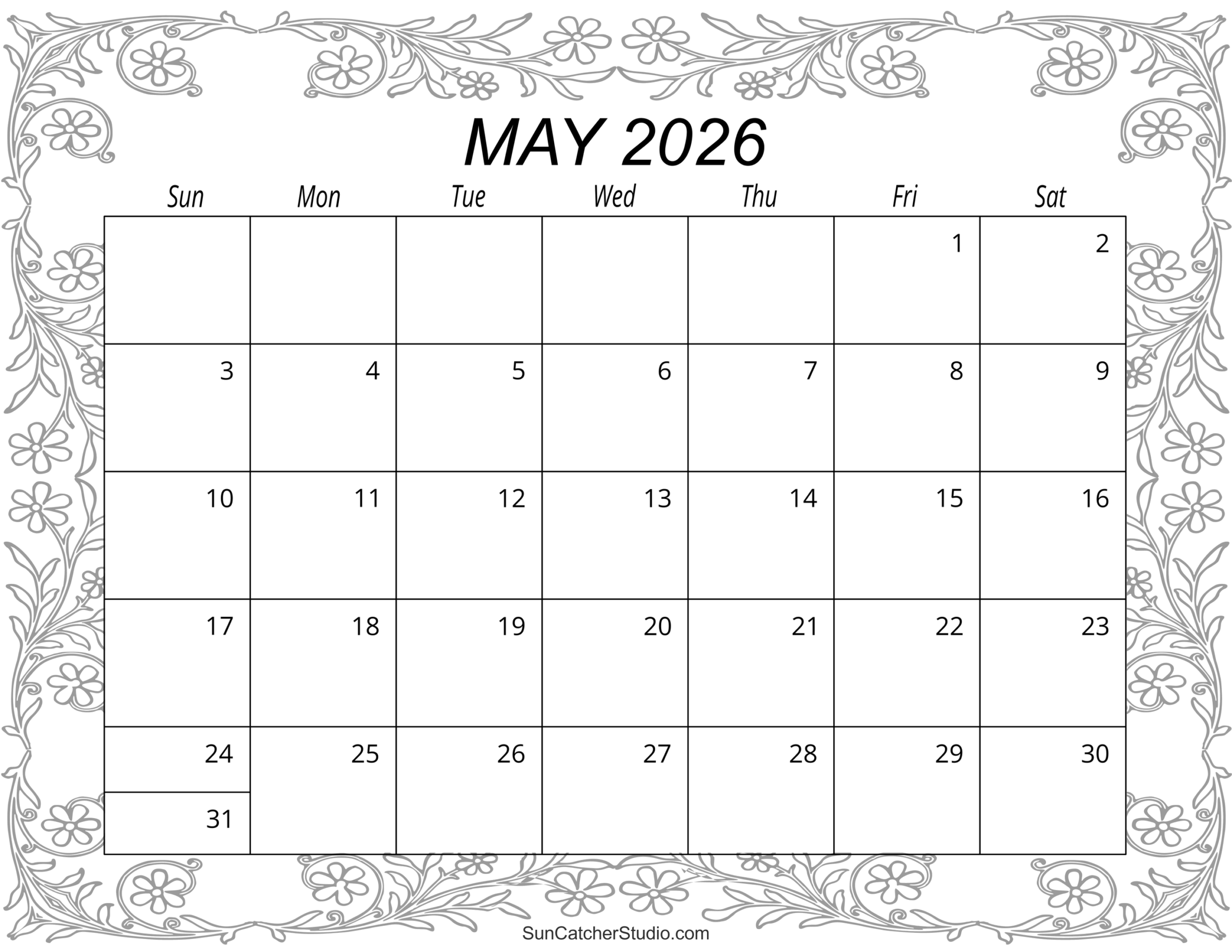 Calendar Printable May 2026