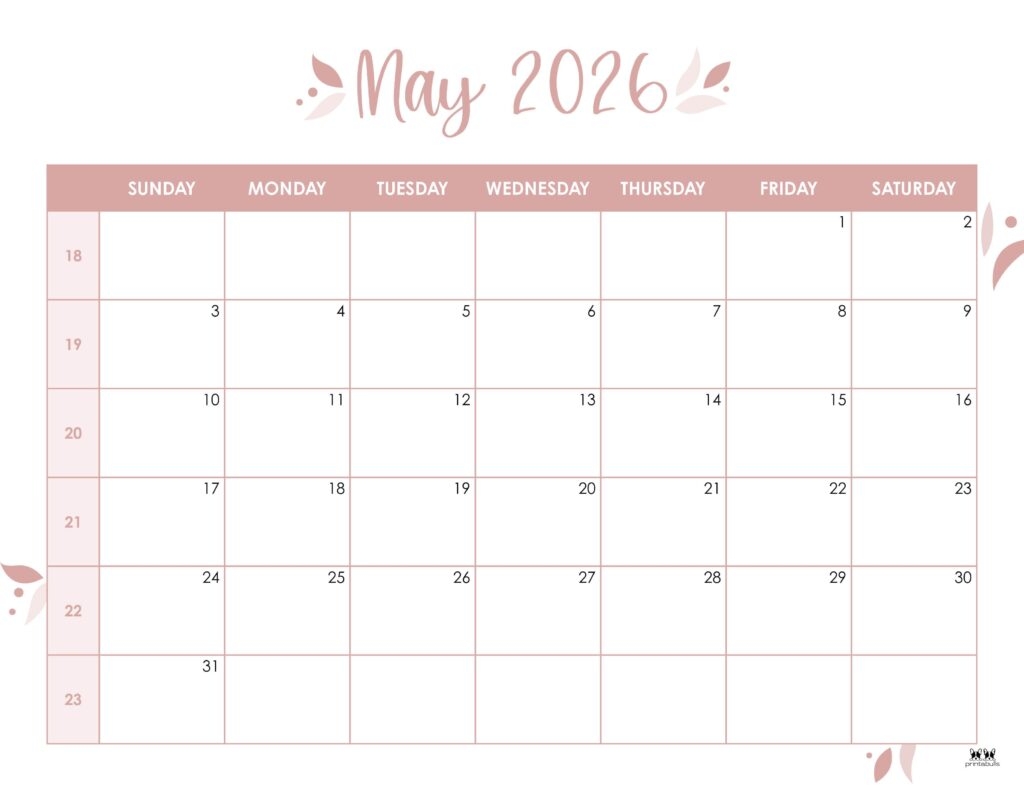 May 2026 Calendars 123 FREE Printables Printabulls