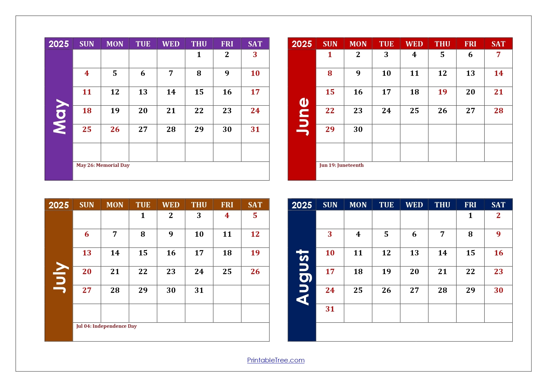 August 2025 May 2026 Calendar Printable