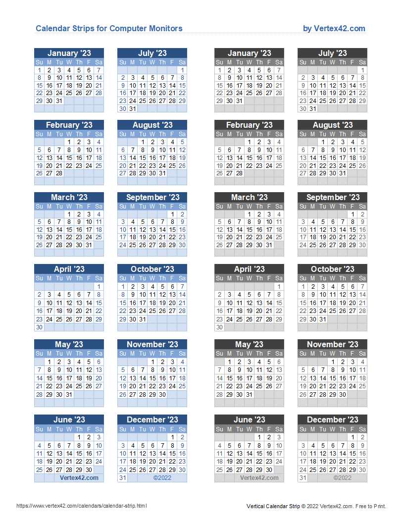 2026 Strip Calendar Printable