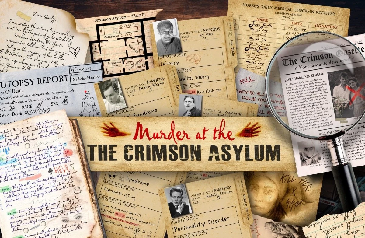 Murder At The Crimson Asylum Printable Murder Mystery Game