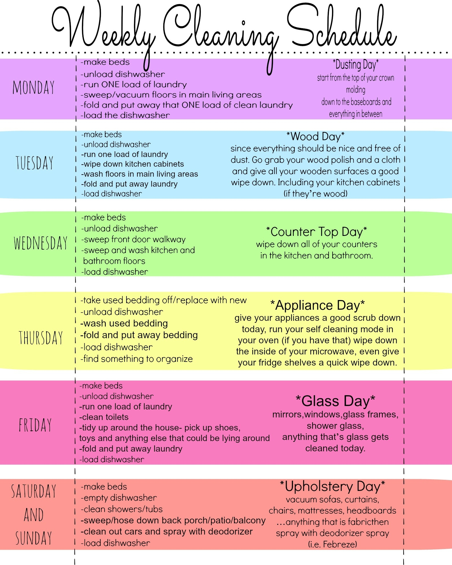 House Cleaning Schedule Printable
