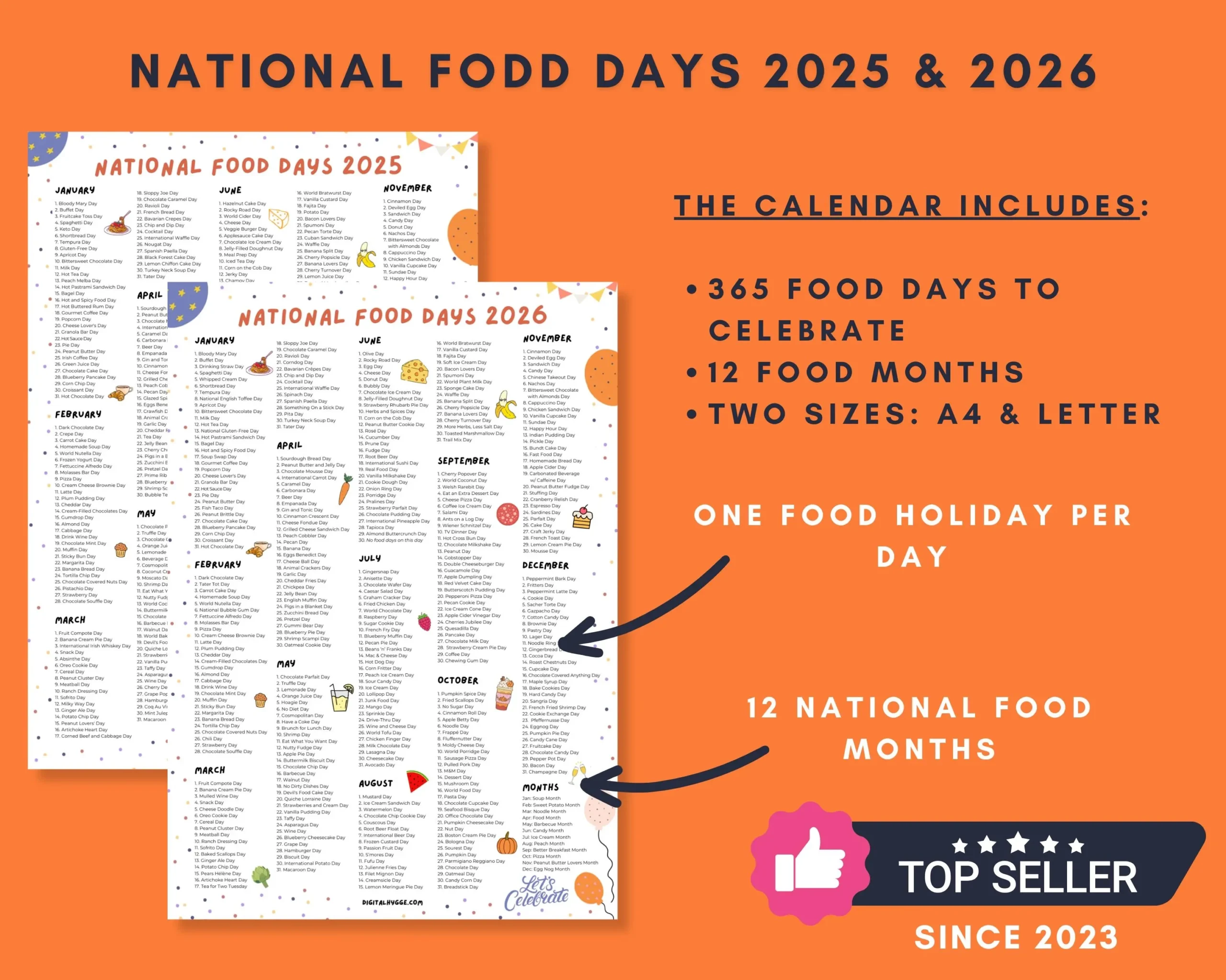 National Days National Food Holidays 2025 amp 2026 Printable 