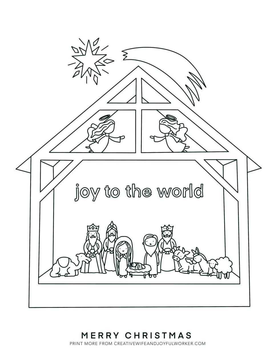 Nativity Scene Free Printable Colouring Sheet For Kids Creative 