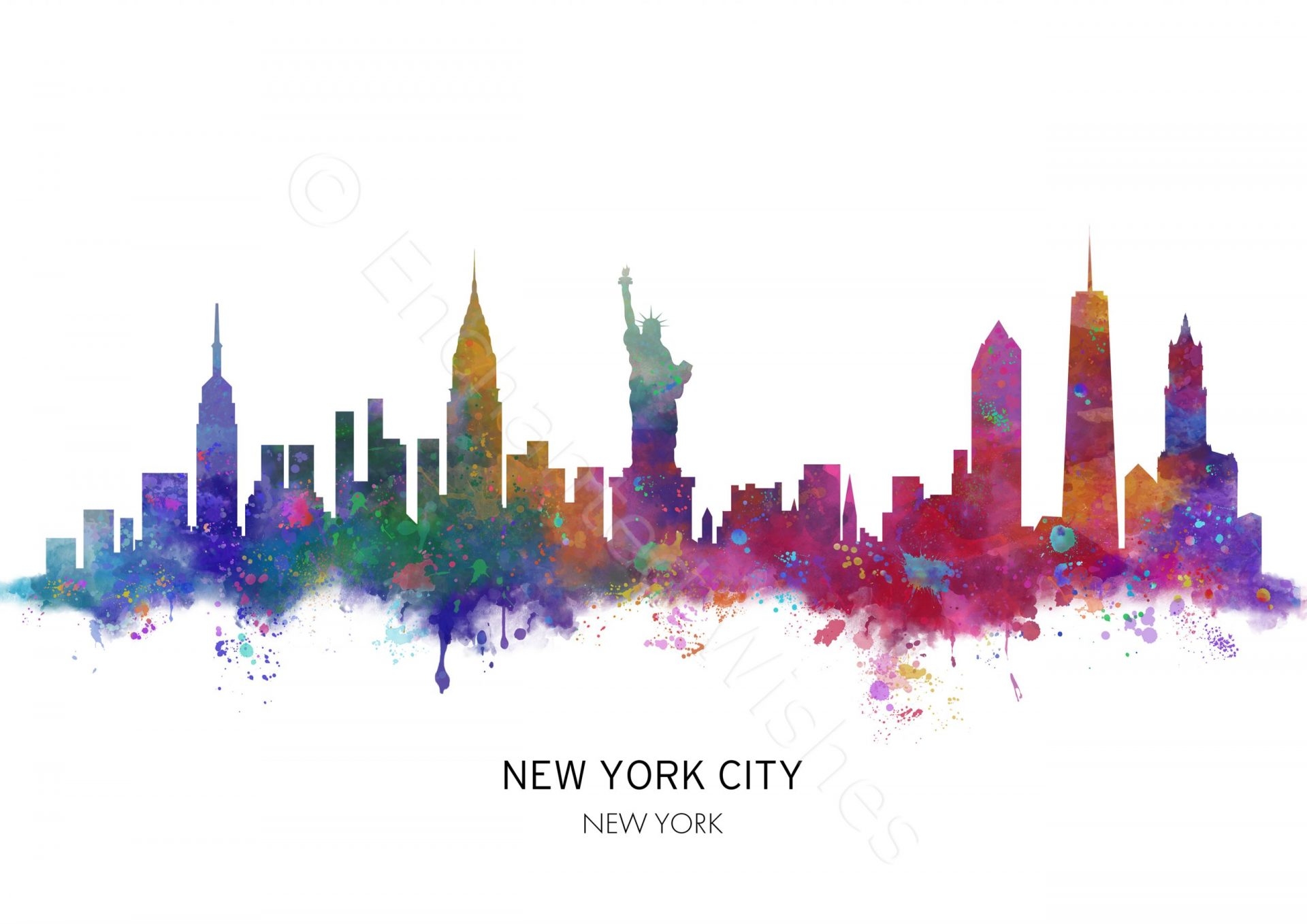 New York City Skyline Print Landscape Wall Art Printable Prints