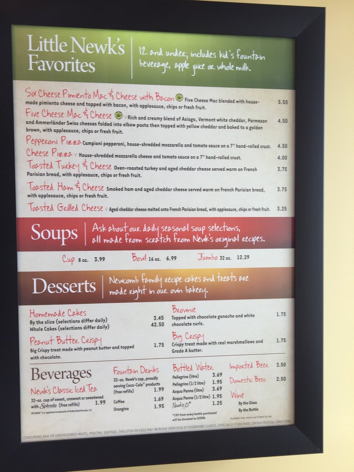 Newks Printable Menu
