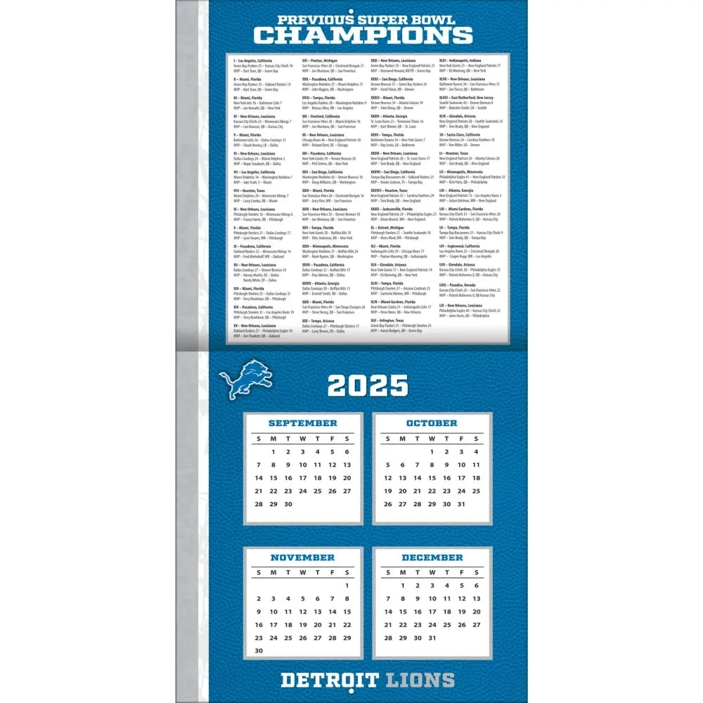 NFL Detroit Lions 2026 Wall Calendar Calendars