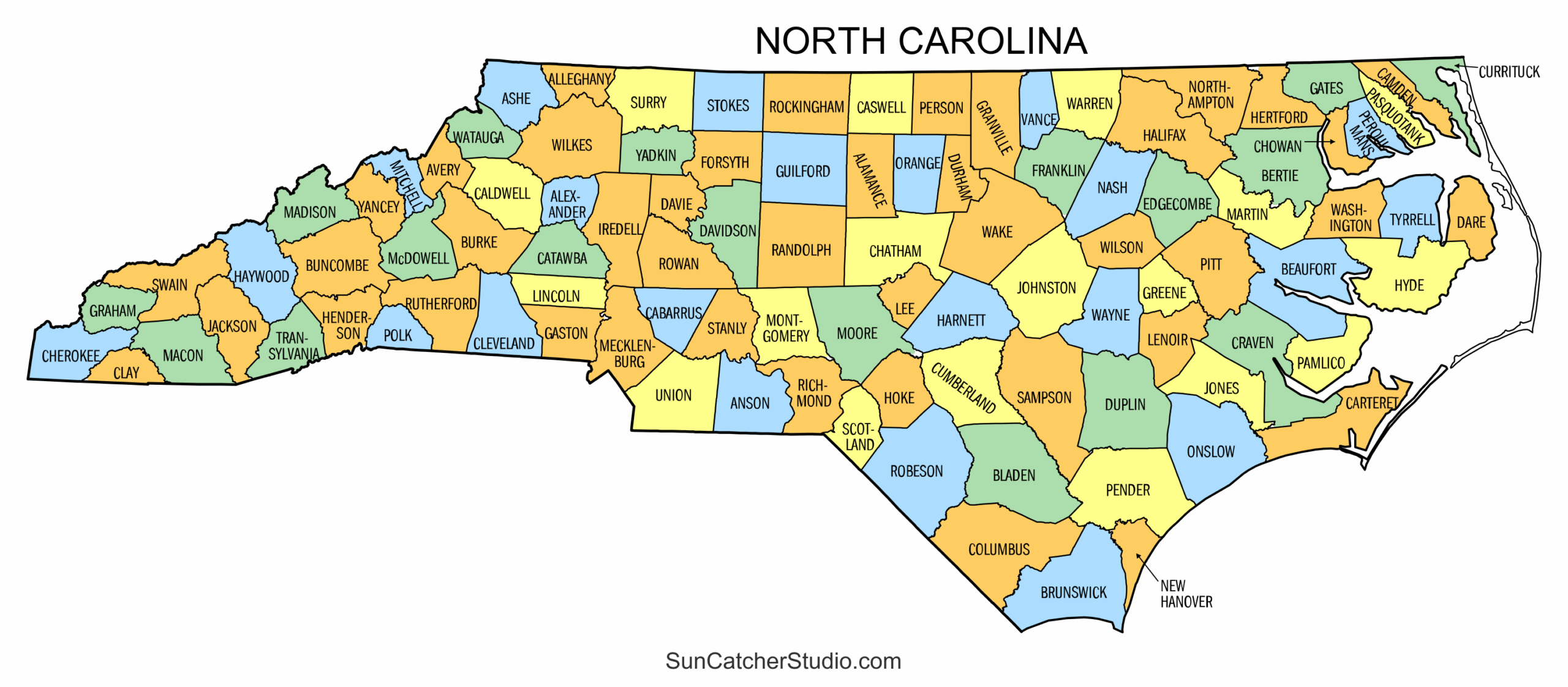 North Carolina County Map Printable State Map With County Lines 