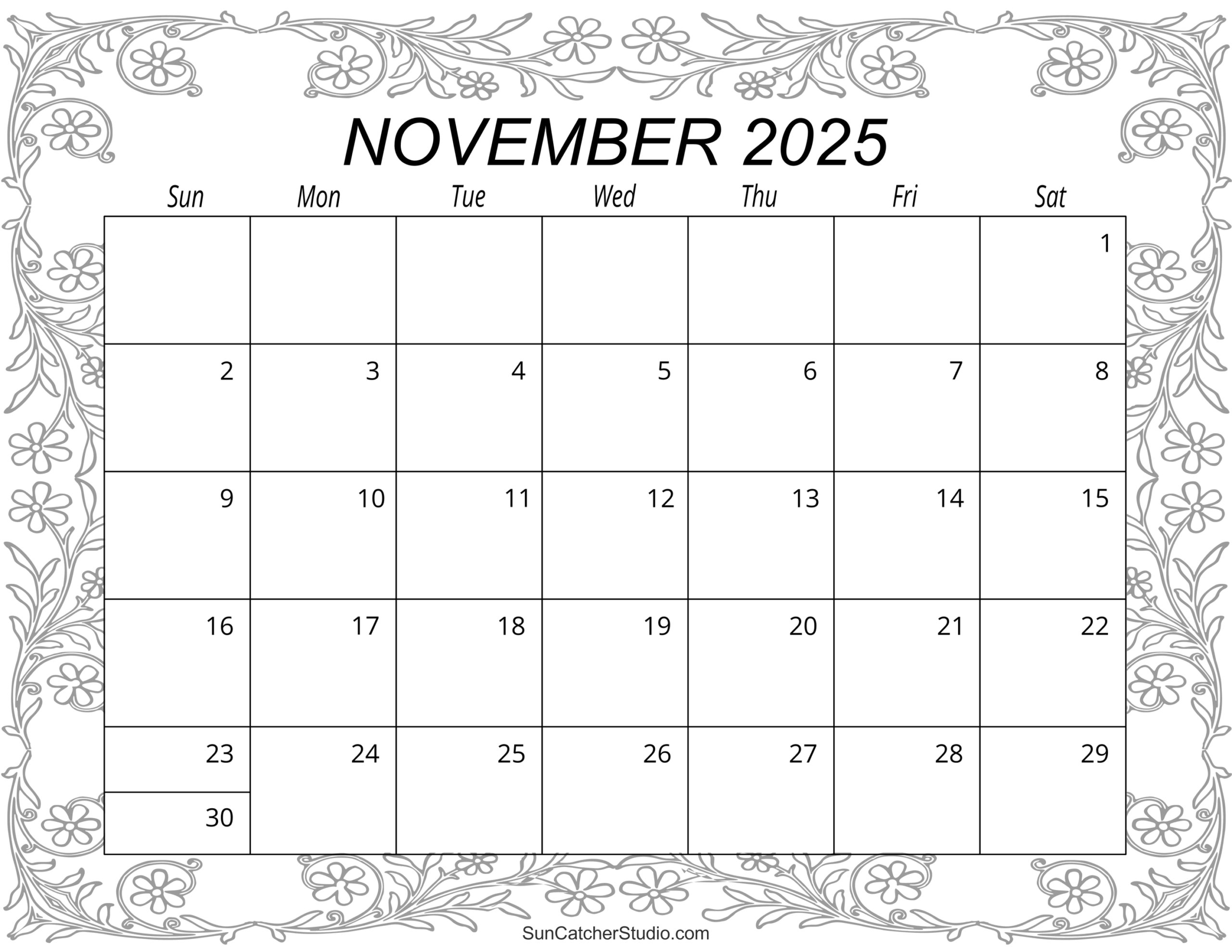 November 2025 Blank Calendar