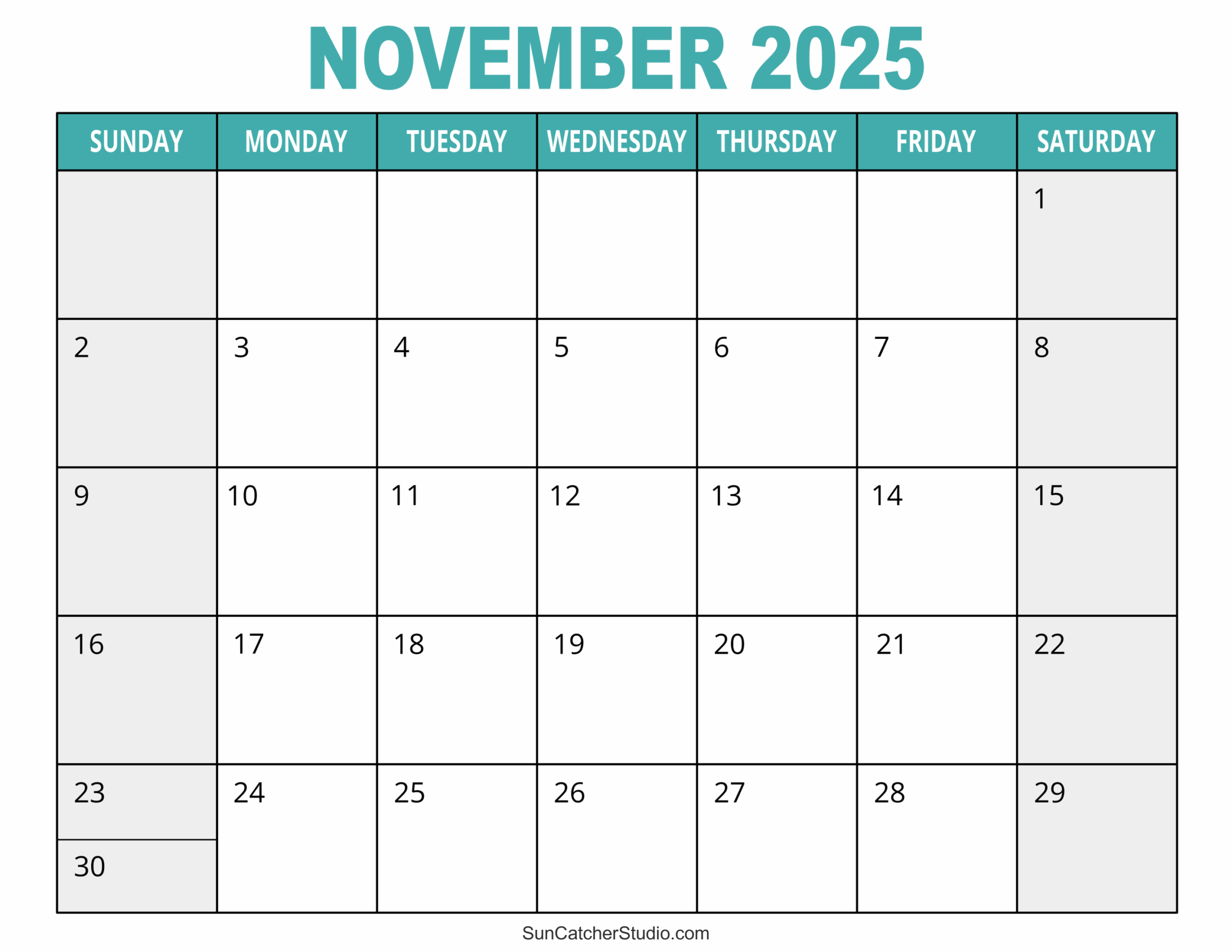 November 2025 Printable Blank Calendar