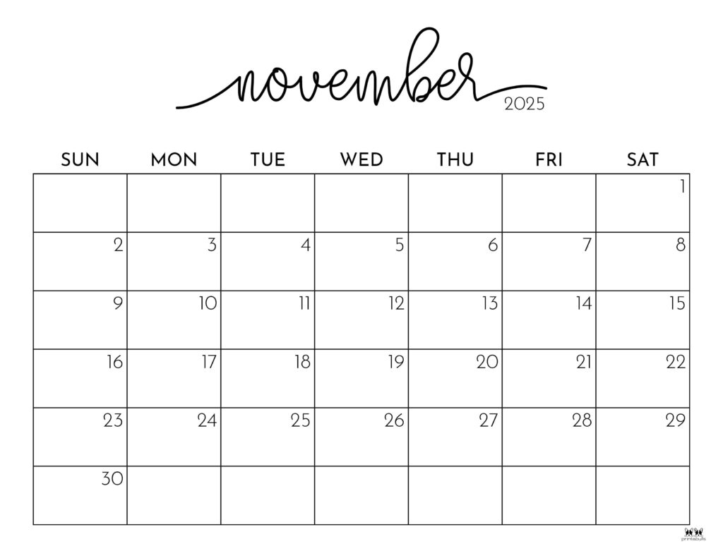 Blank Calendar November 2025