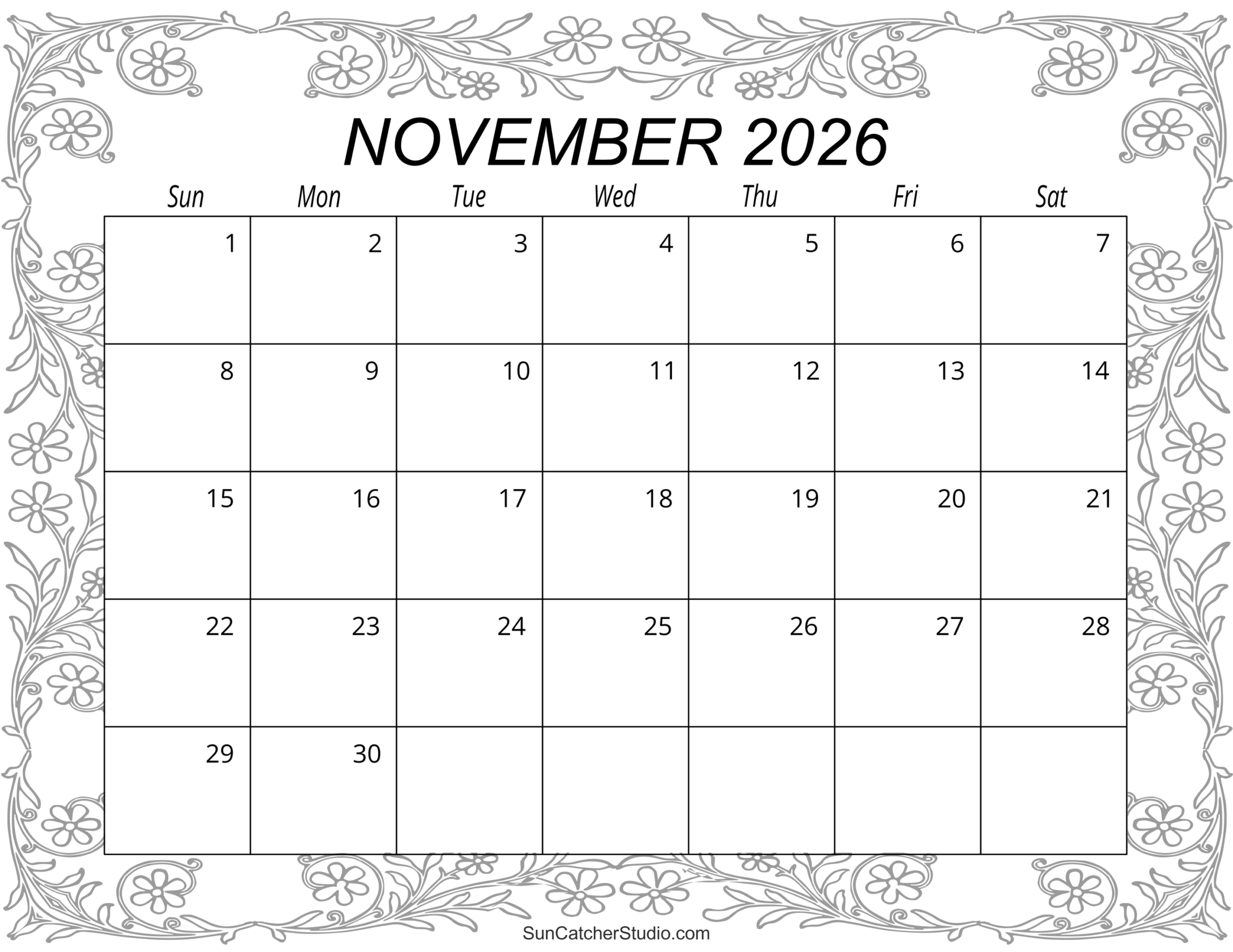Printable Calendar November 2026