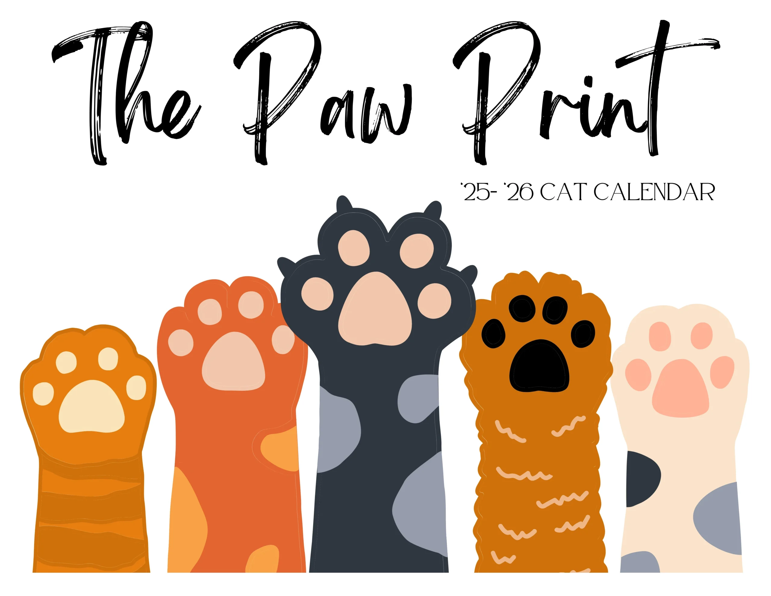  October 2025 September 2026 Paw Print Cat Calendar The 
