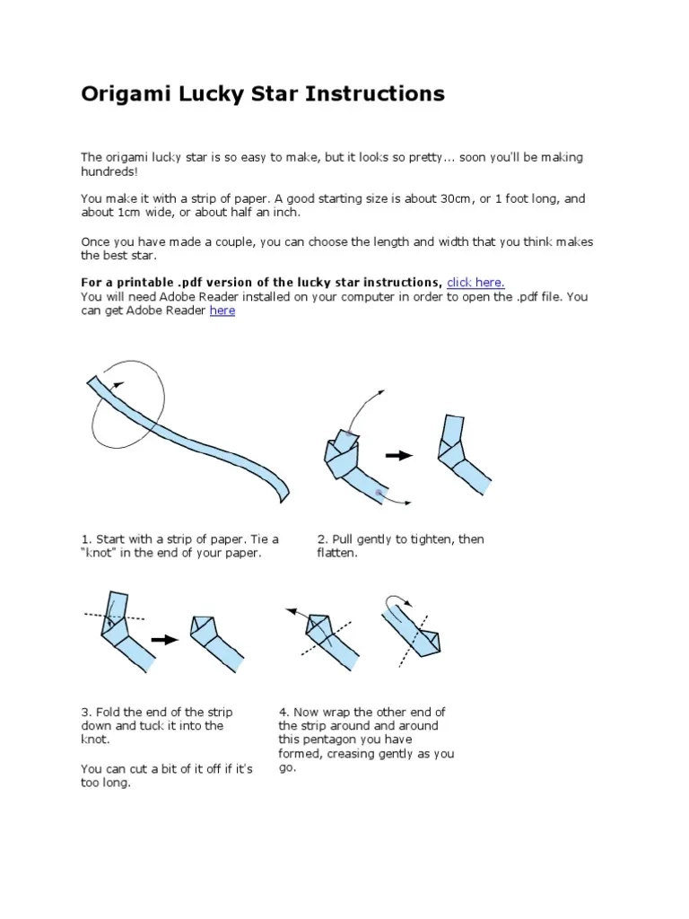Origami Lucky Star Instructions Printable