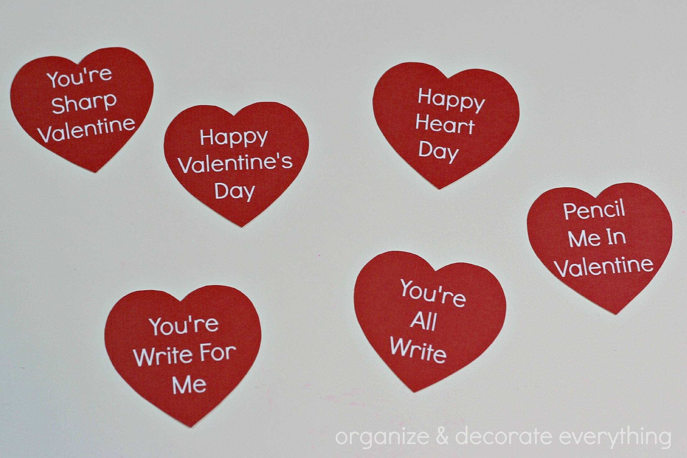 Pencil Valentine With Free Heart Printables Organize And 