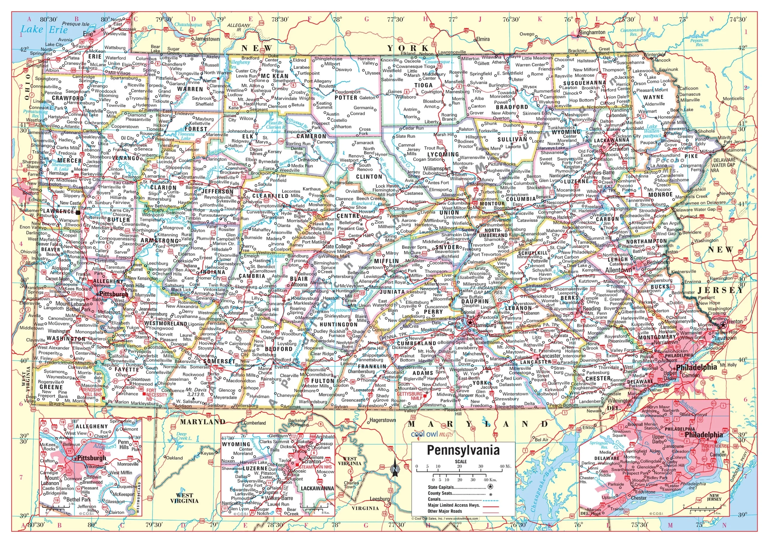 Printable Map Of Pennsylvania