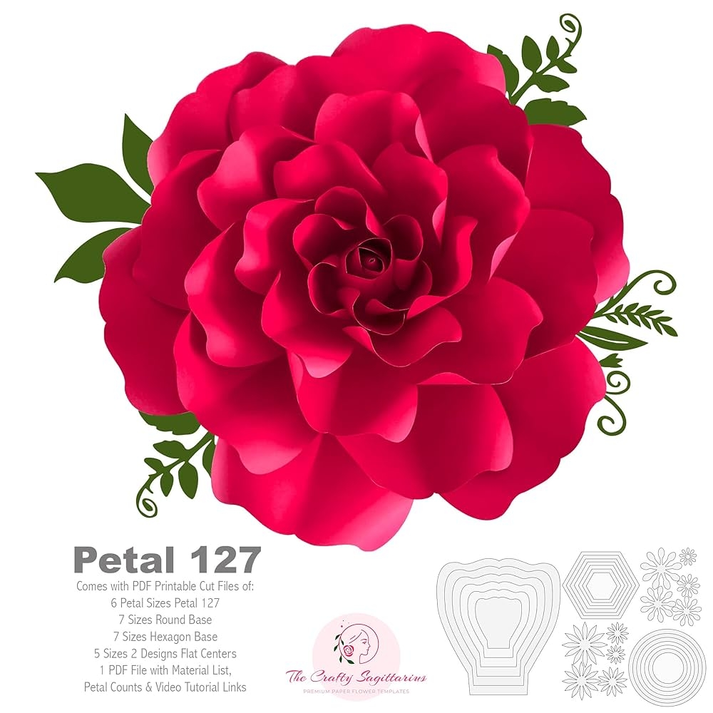 Petal 127 Rose Paper Flower Template Stencil To Create Giant Paper 