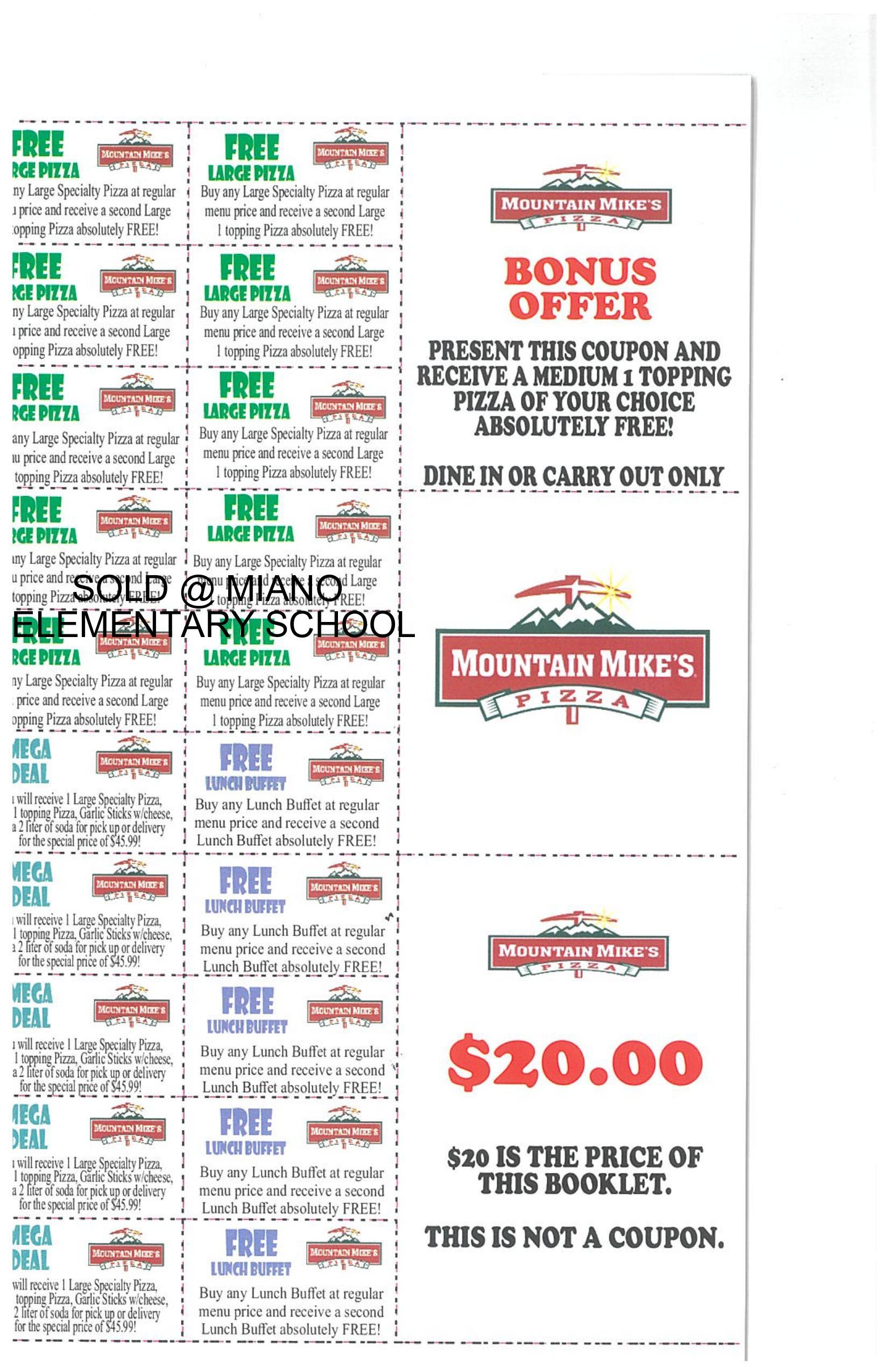 Pizza Coupons For Sale R M Miano Elementary