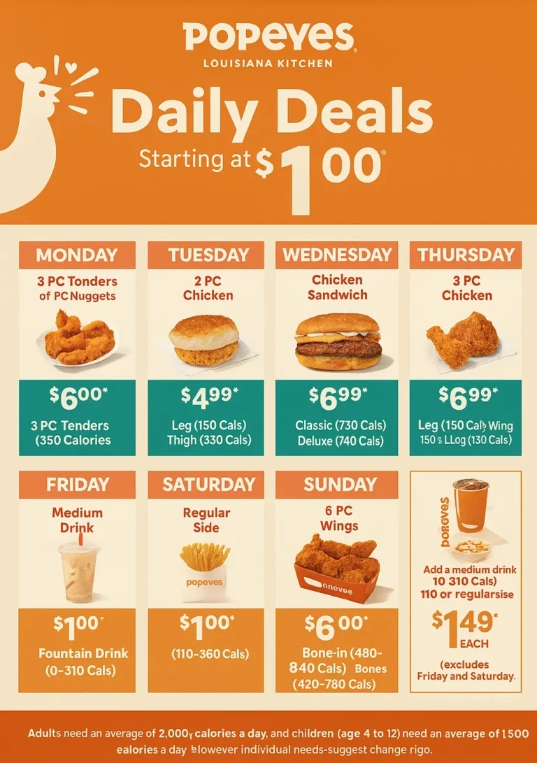 Popeyes Daily Specials 2025 amp Tuesday Special Prices