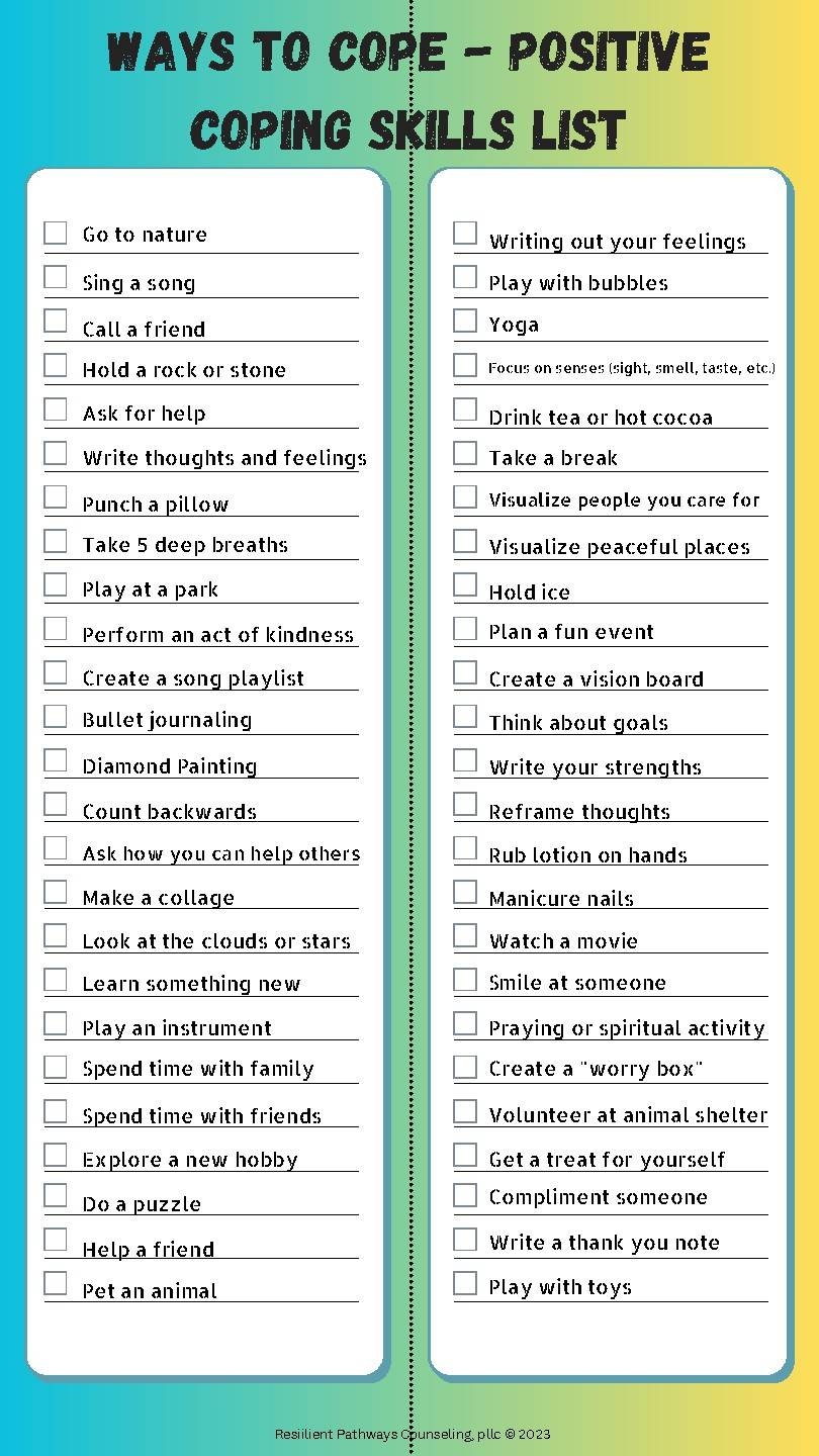 Free Printable Coping Skills Lists