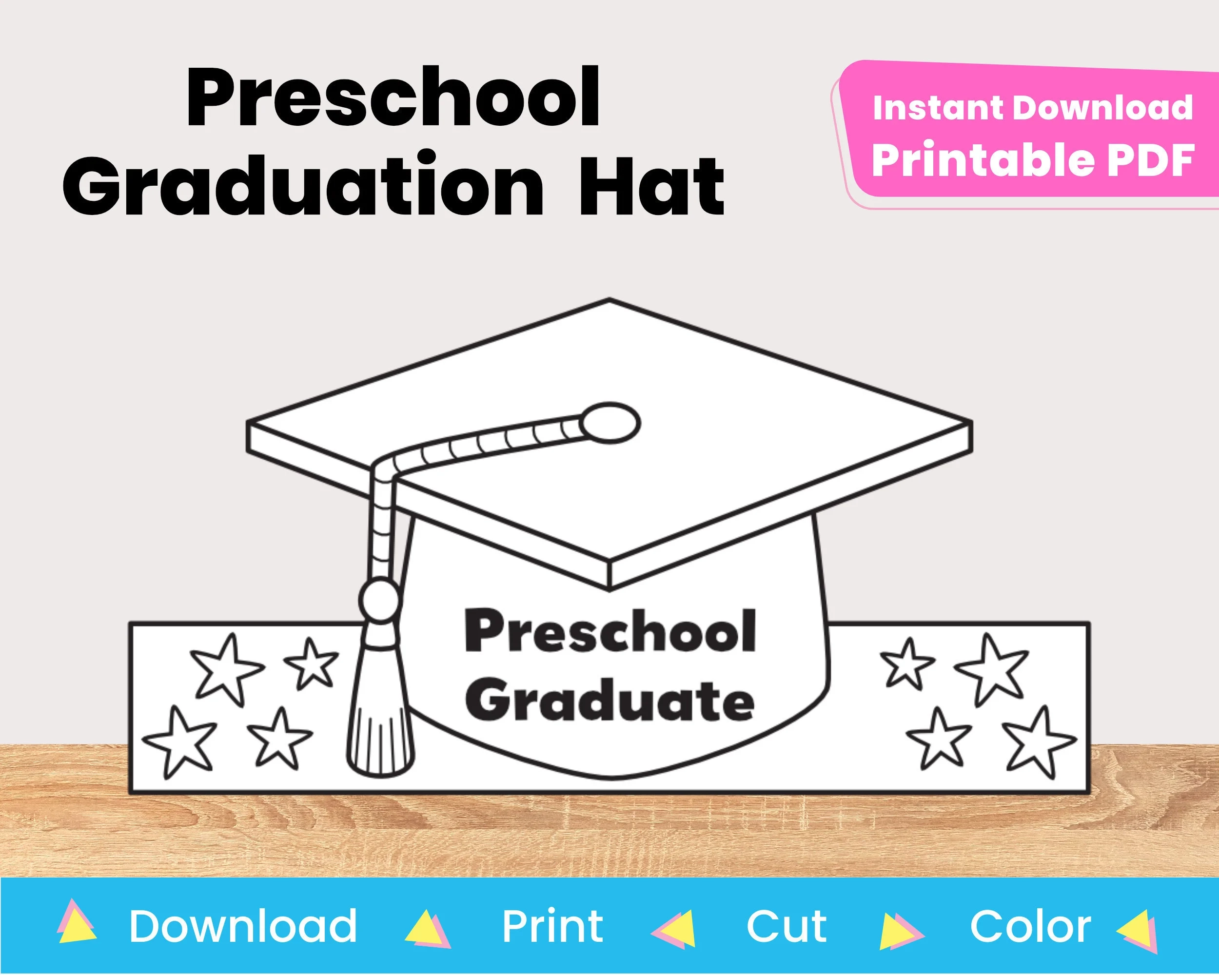 Preschool Graduation Hat Printable Paper Crown Template Kid 