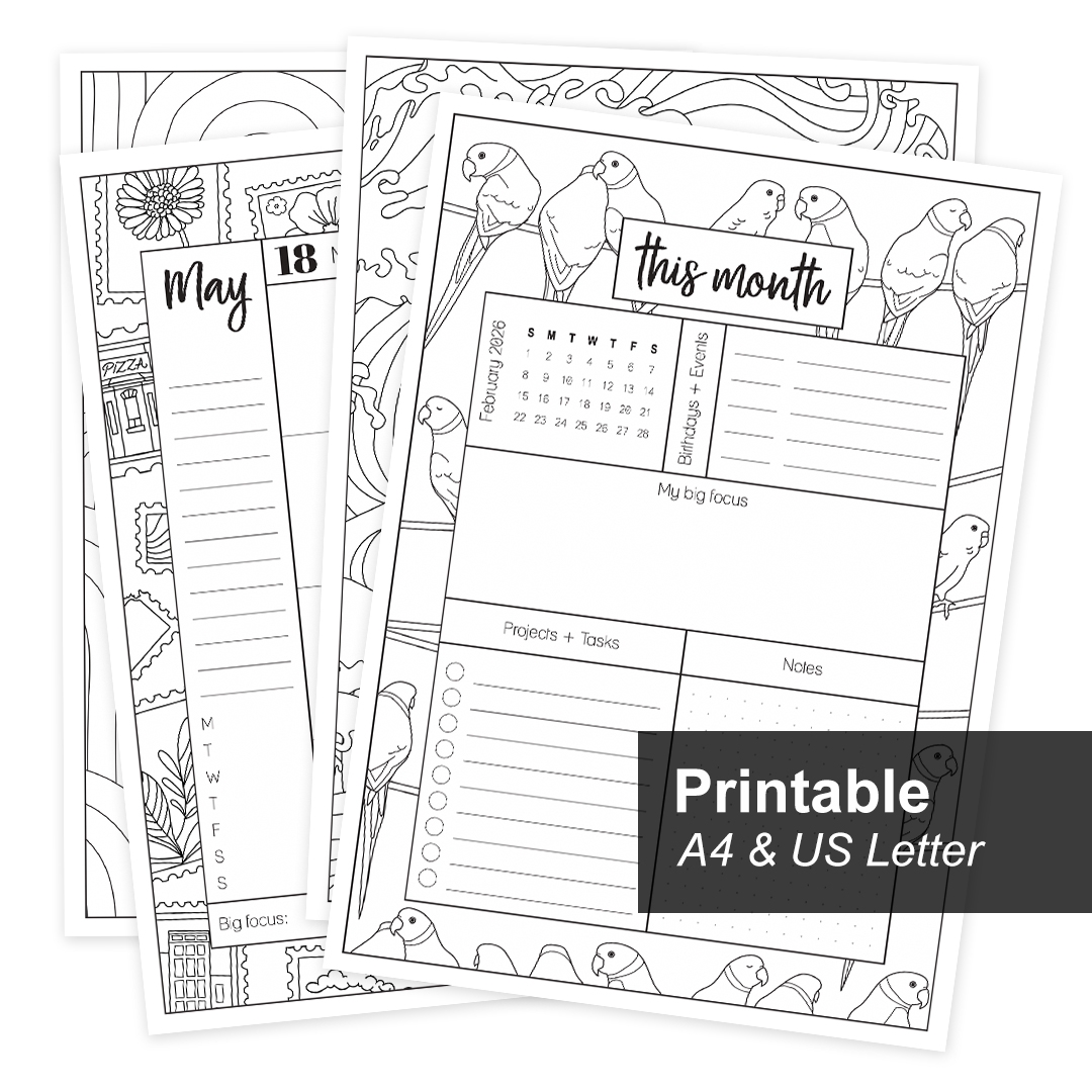 Printable Coloring Calendar 2026
