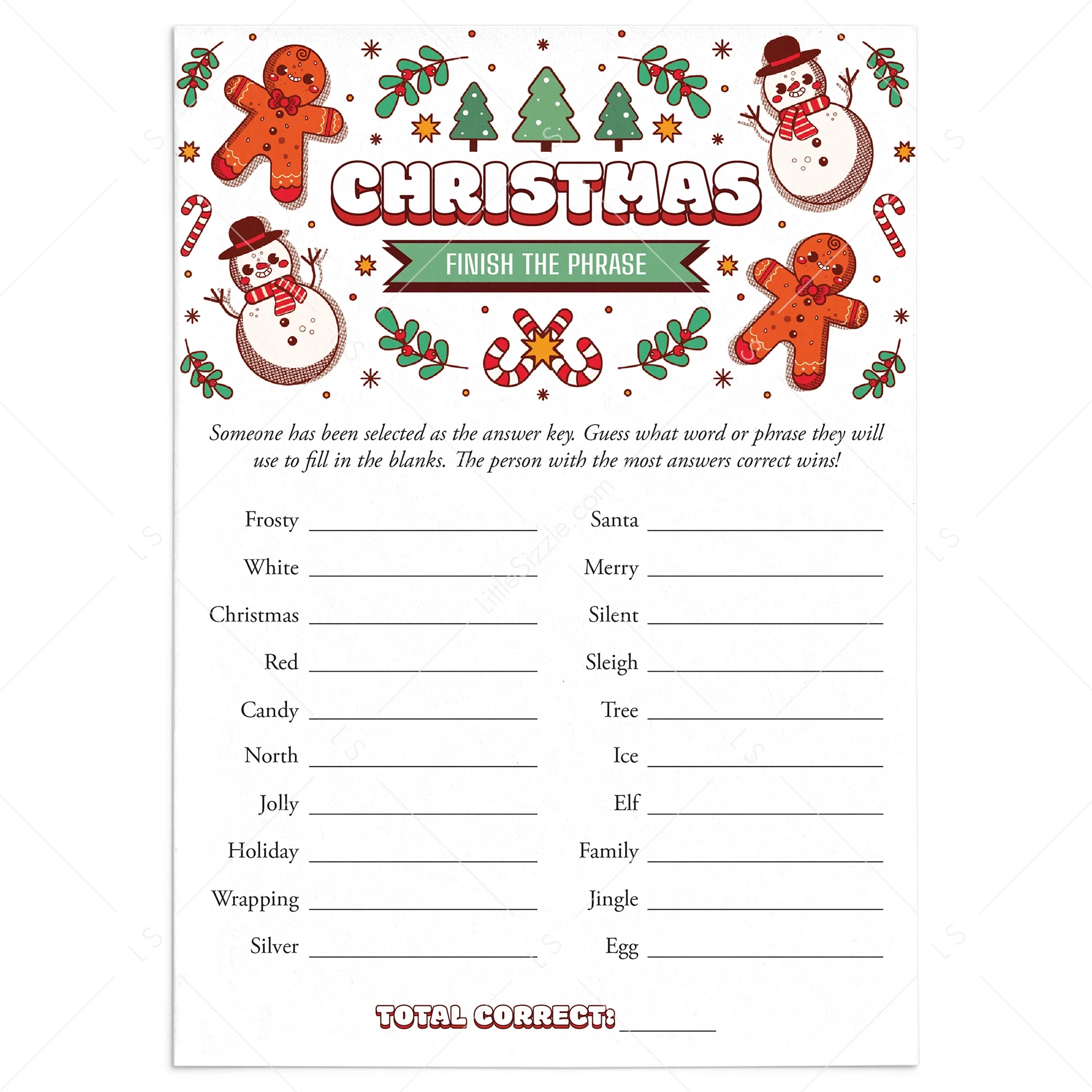 Free Christmas Printable Games