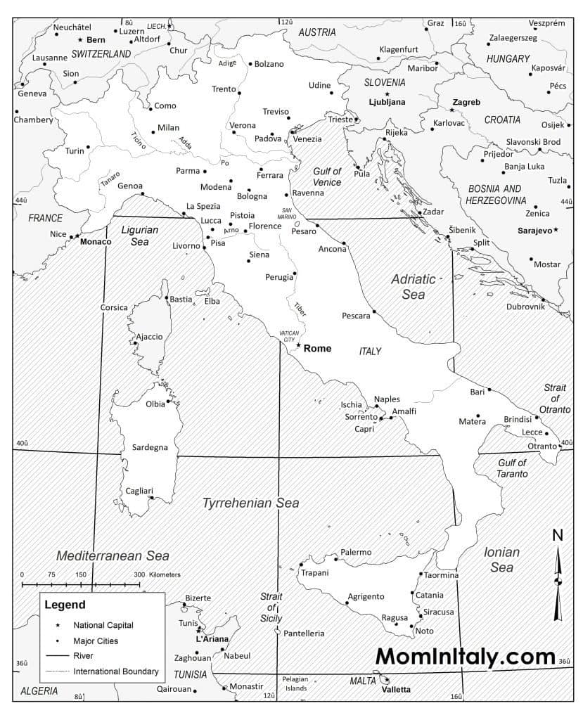 PRINTABLE MAP OF ITALY Black amp White And Color Versions Mom In 