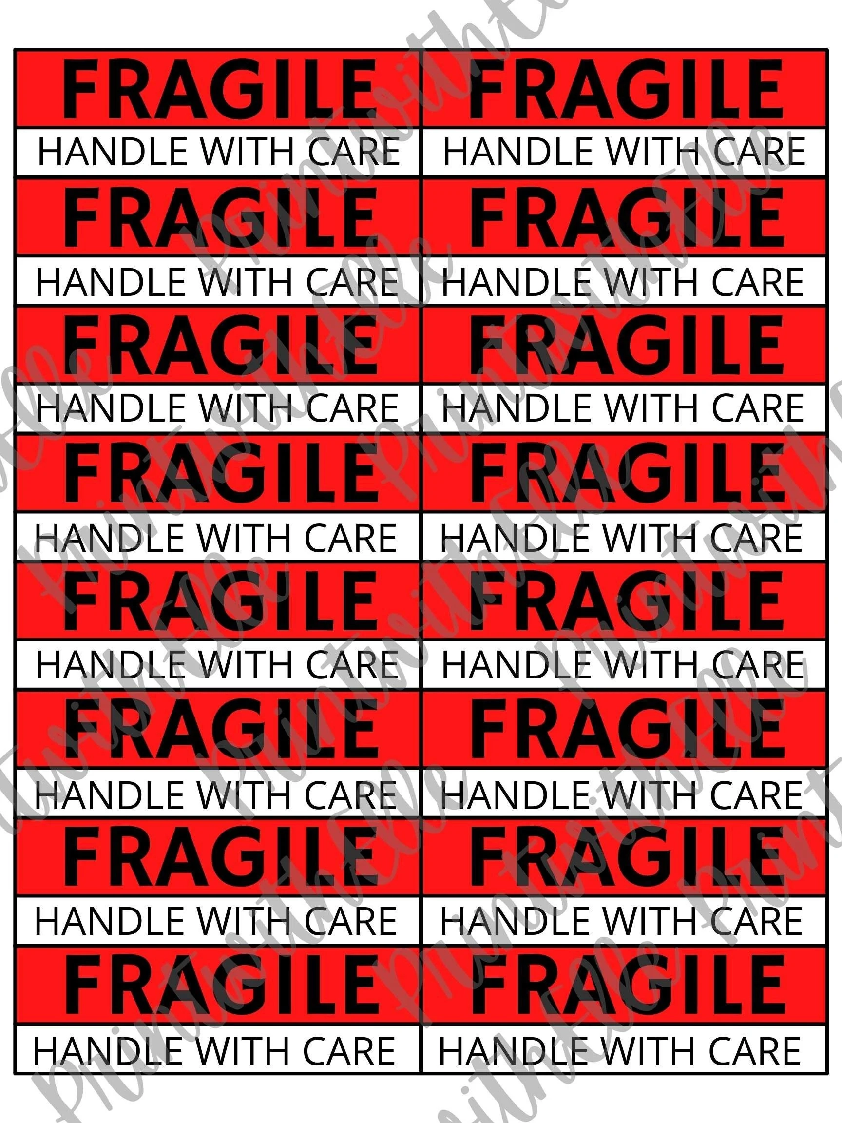 Printable Moving Labels fragile Handle With Care For Use On 
