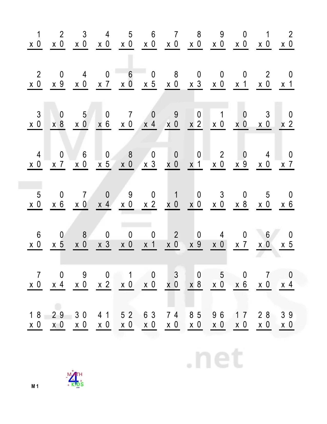 Free Printable Multiplication Worksheets Pdf