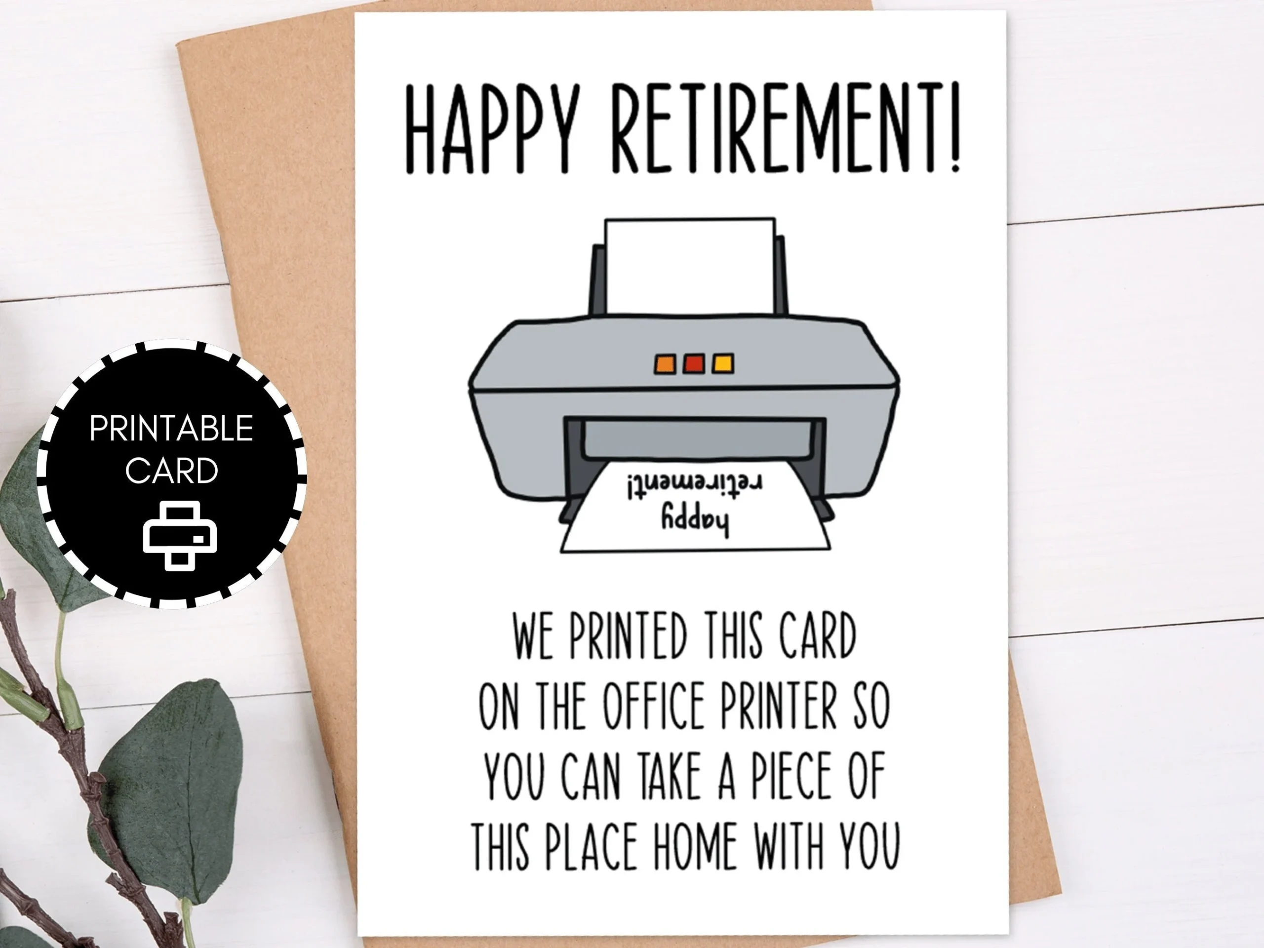 Printable Retirement Card Funny Retirement Gift Printable Card 
