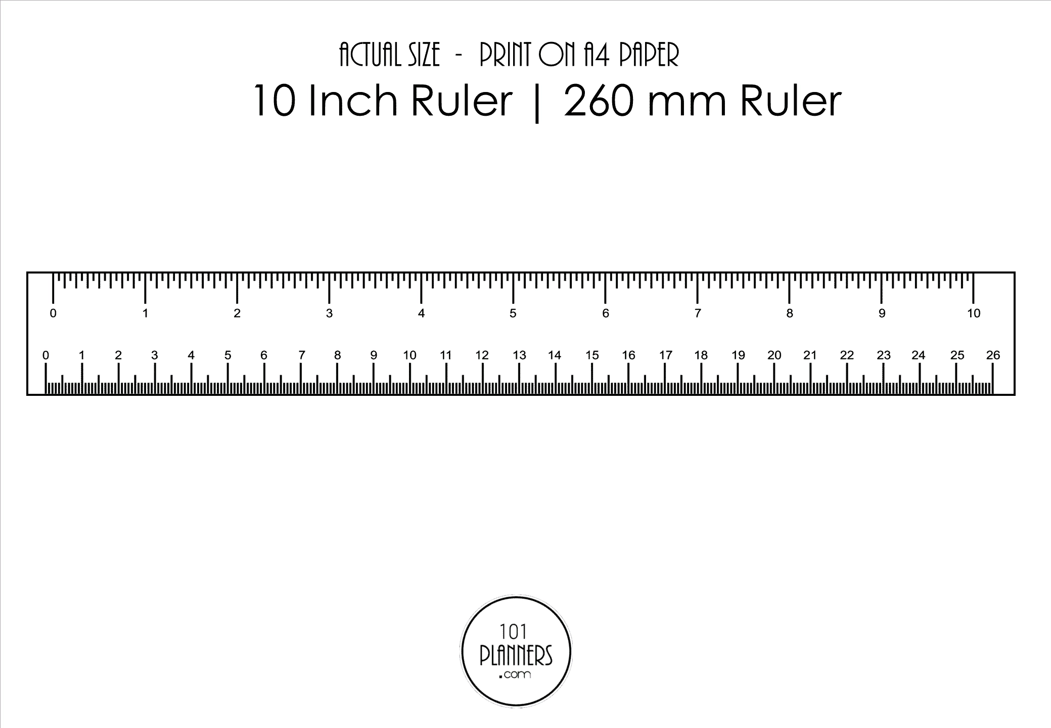 Printable Actual Size Ruler