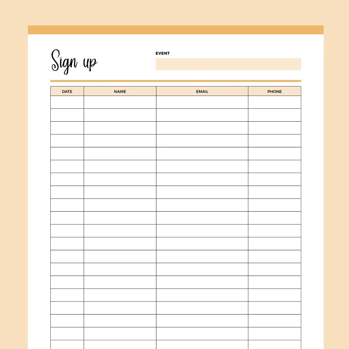 Free Sign Up Sheet Printable