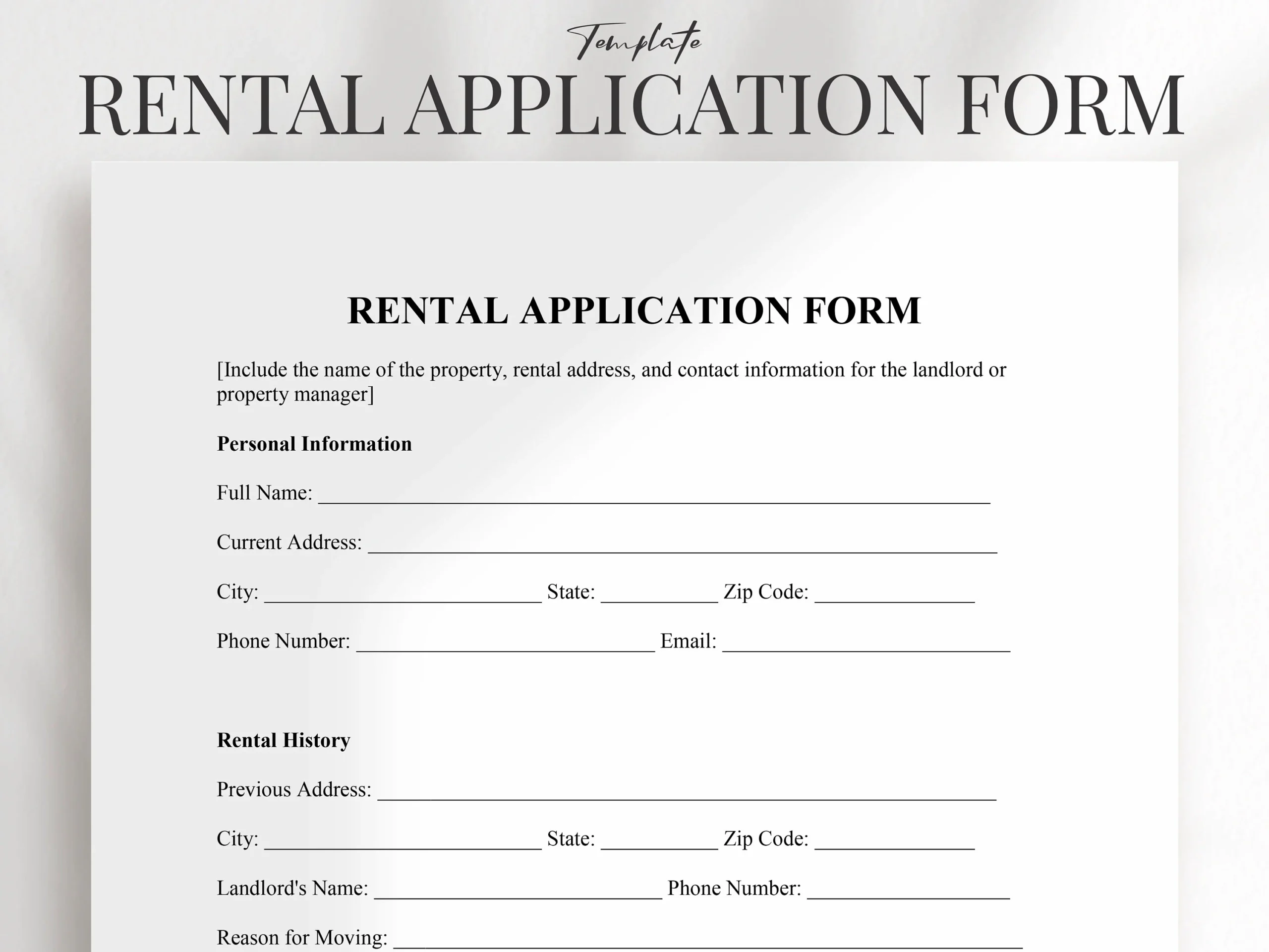 Rental Application Form Rental Application Form Template 