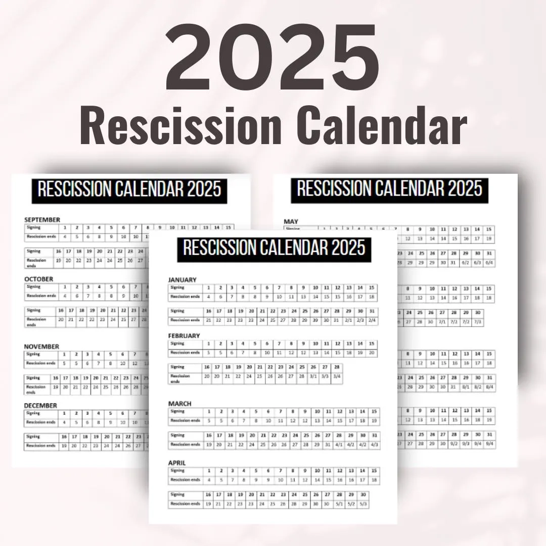 rescission calendar etsy