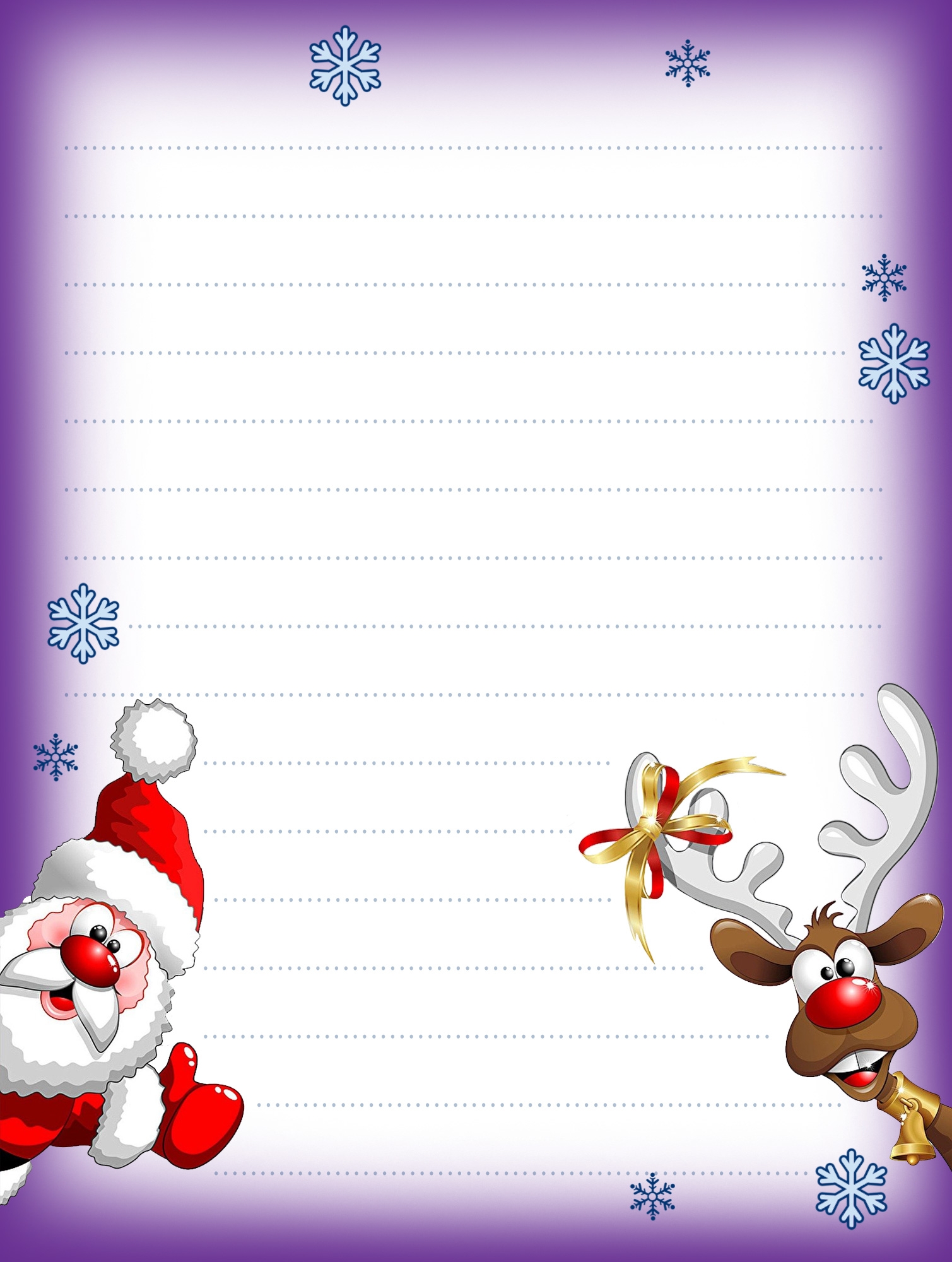 Santa And Rudolf Lined Christmas Notepaper Rooftop Post 