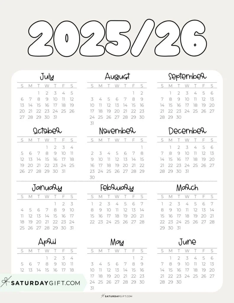 School Year Calendar Printables 17 Academic Calendars 2025 2026