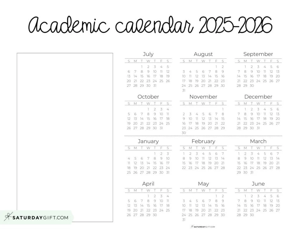 School Year Calendar Printables 17 Academic Calendars 2025 2026