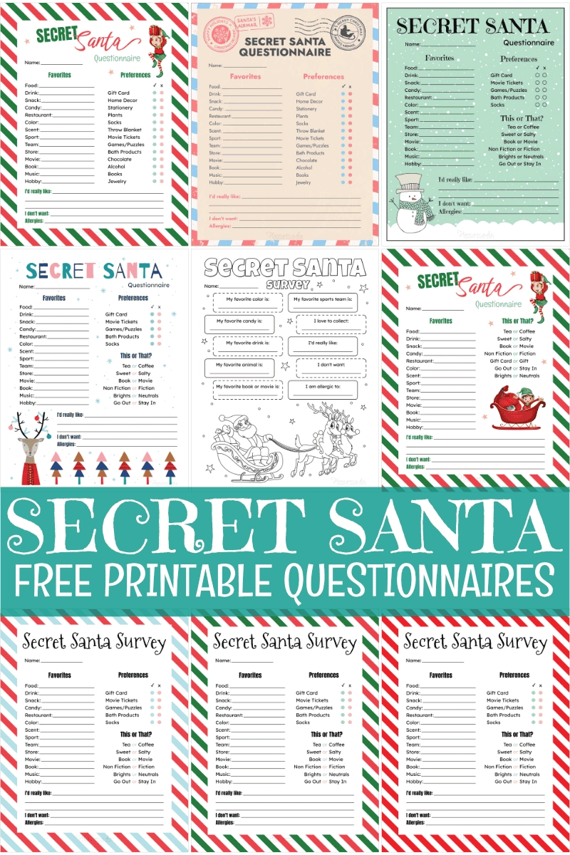 Secret Santa Cards Printable Free Printable Party Favors