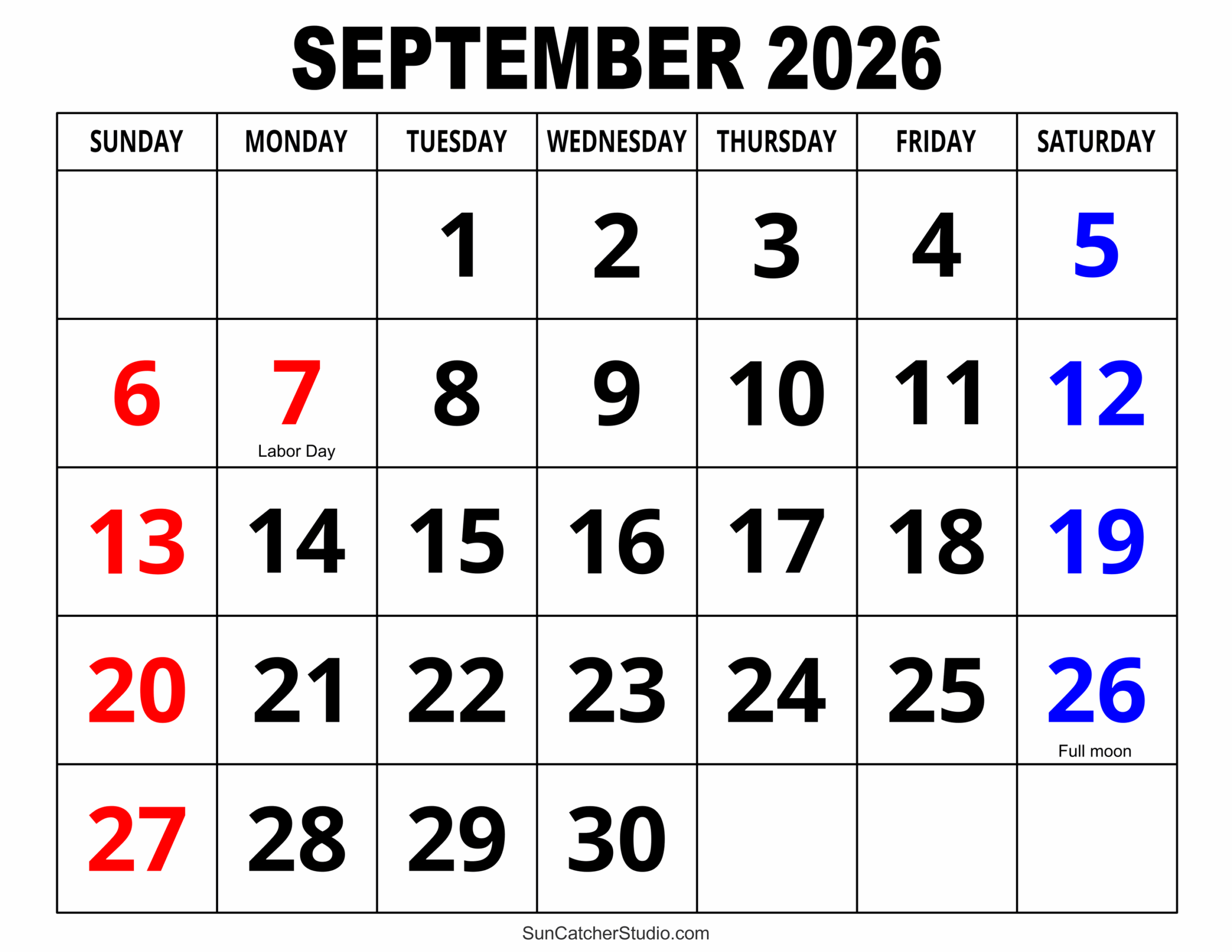 Free September Printable Calandrr 2026