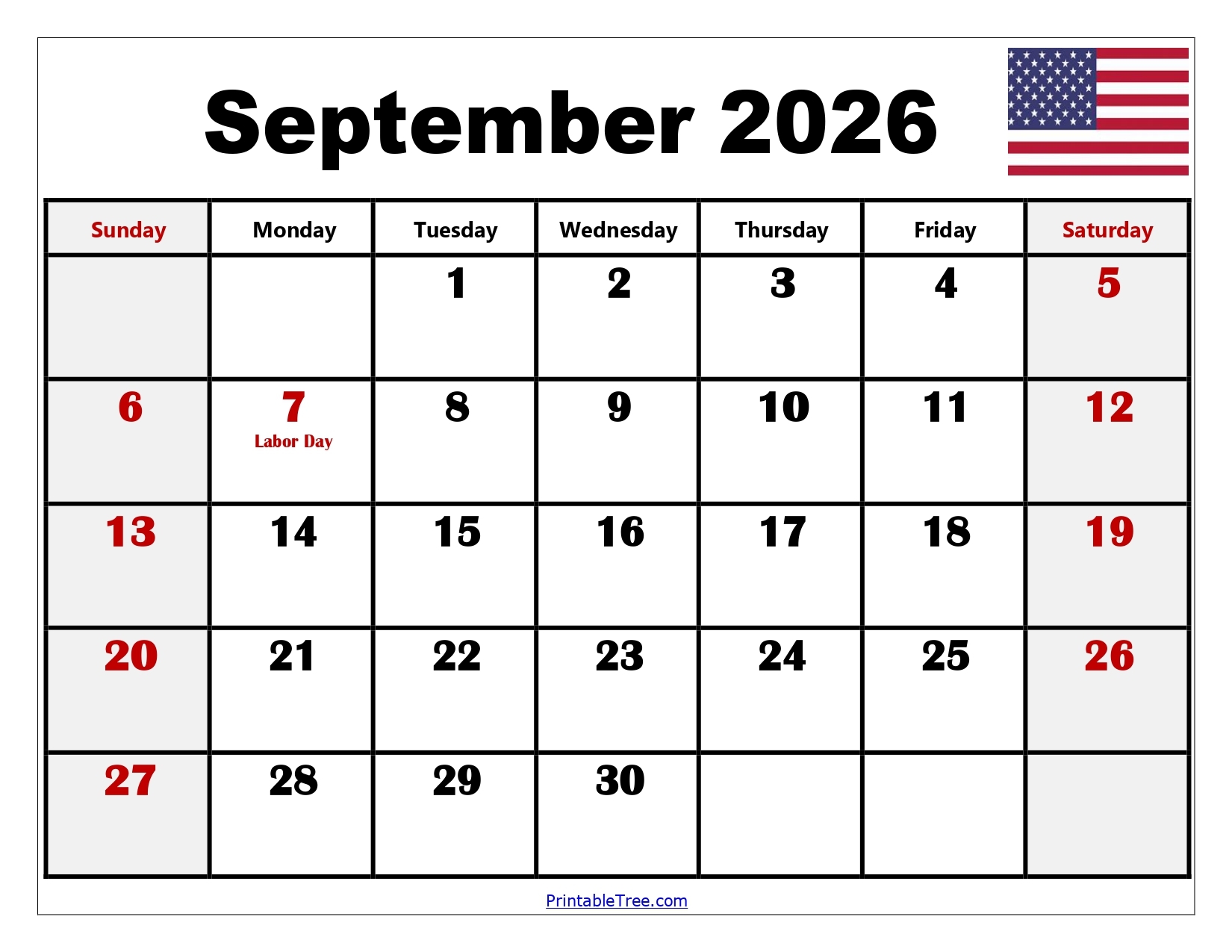 Free Printable Calendar 2026 September