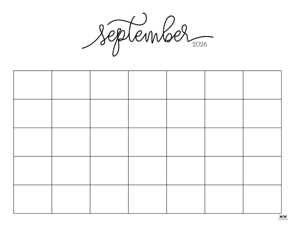 Blank Calendar September 2026 Free Printable