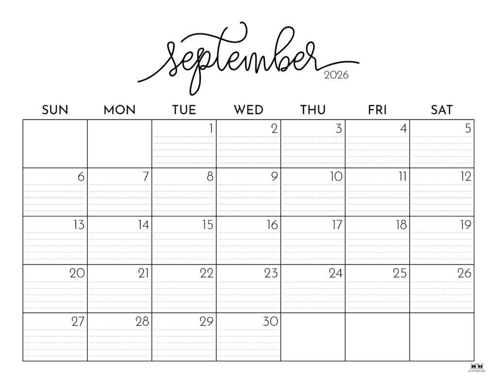 Sept 2026 Calendar Printable