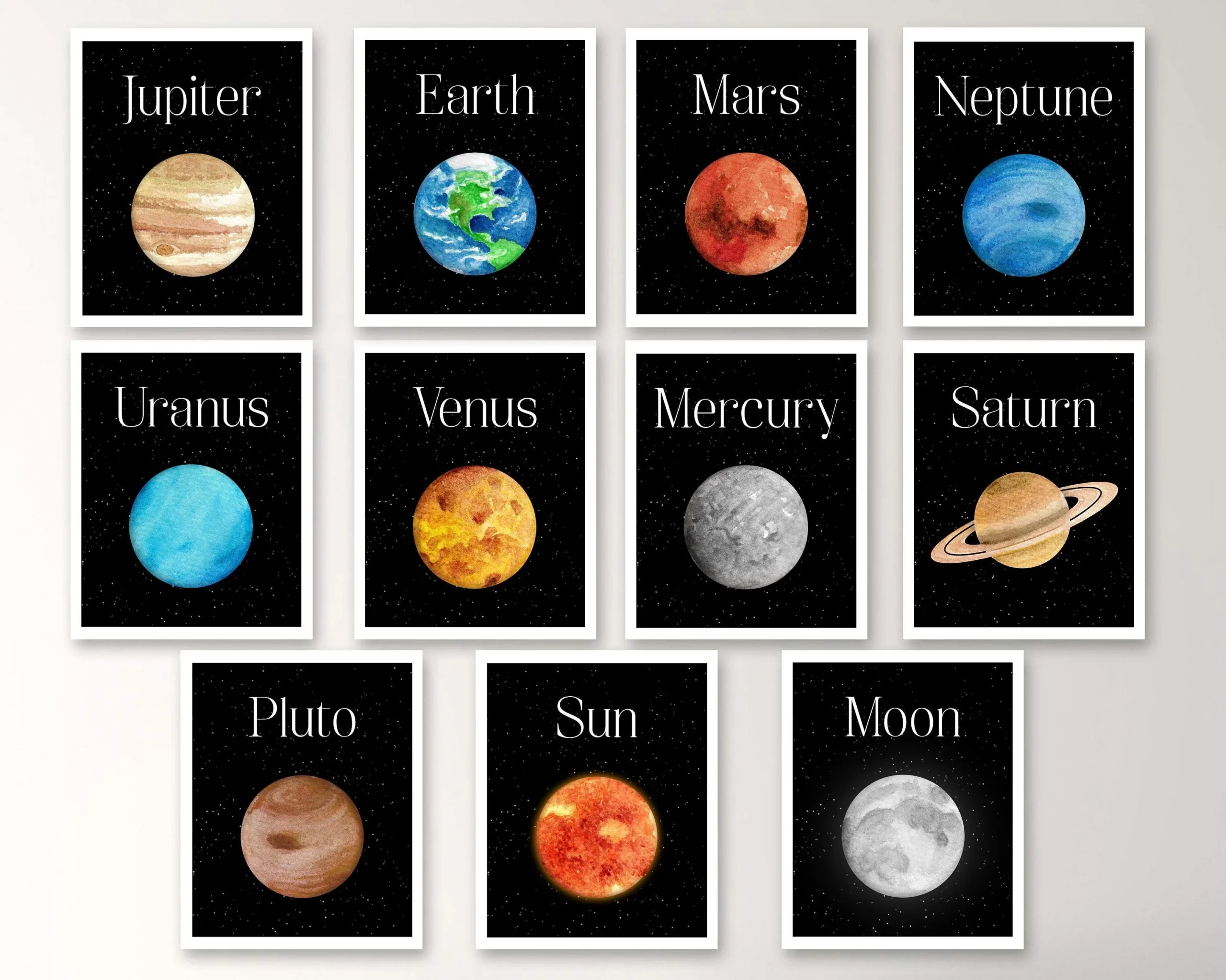 Solar System Printable Planet Wall Art Planet Printable Art Outer Space Nursery Planet Printables Planet Print Kids Room Decor