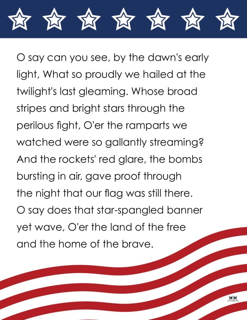 National Anthem Lyrics Printable
